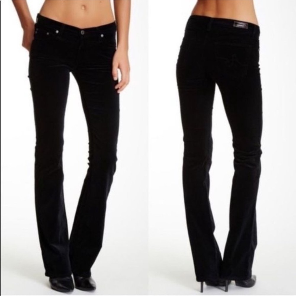Ag Adriano Goldschmied Black Boot Cut Velvet Pants